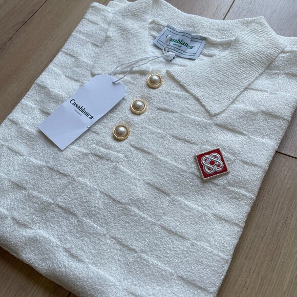 Medium Size Aut Casablanca Men`s Triangle Boucle Polo Shirt